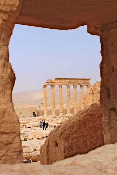 Ruínas Antiga Cidade Palmira Deserto Sírio Pouco Antes Guerra — Fotografia de Stock