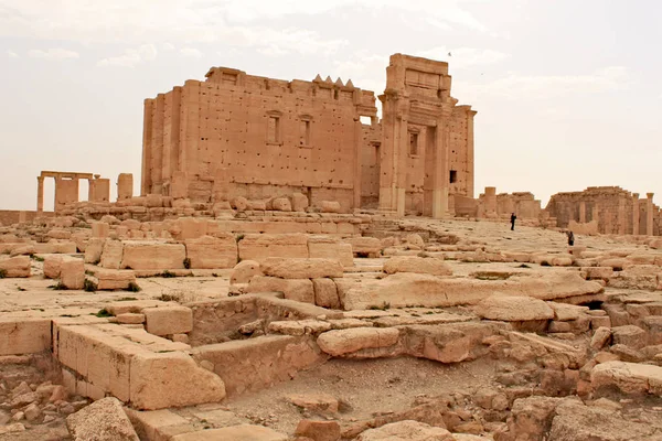Temple Bel Ruines Ancienne Ville Palmyre Sur Désert Syrien Peu — Photo