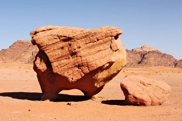Rotsformatie Wadi Rum Woestijn Ziet Eruit Als Een Varken Met — Stockfoto