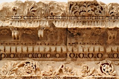 Baalbek -carvings in the ancient Phoenician city; known as Heliopolis during the Hellenistic period clipart