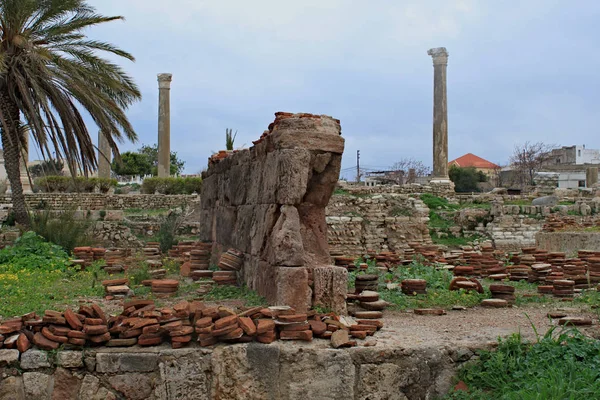 Lastik Antik Fenike Şehir Kalıntıları Roma Holü — Stok fotoğraf