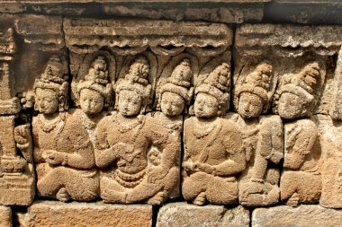 Antik Borobudur Tapınağı Endonezya kabartma