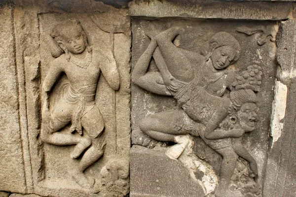 Ανάγλυφο Τοίχο Ναοί Ναός Ινδουιστικό Ναό Του 9Ου Αιώνα Μεγαλύτερο — Φωτογραφία Αρχείου