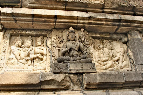 Muur Opluchting Prambanan Tempel 9De Eeuwse Hindoe Tempel Grootste Site — Stockfoto