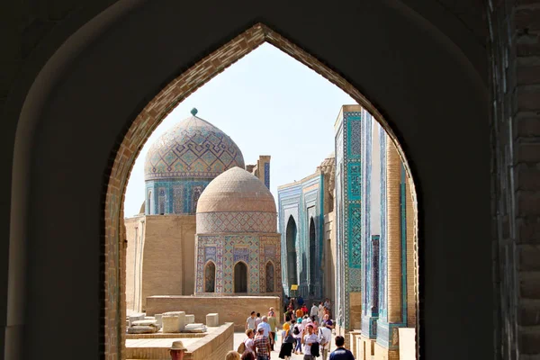 Samarcanda Uzbekistán Septiembre 2014 Shah Zinda Incluye Mausoleos Otros Edificios — Foto de Stock