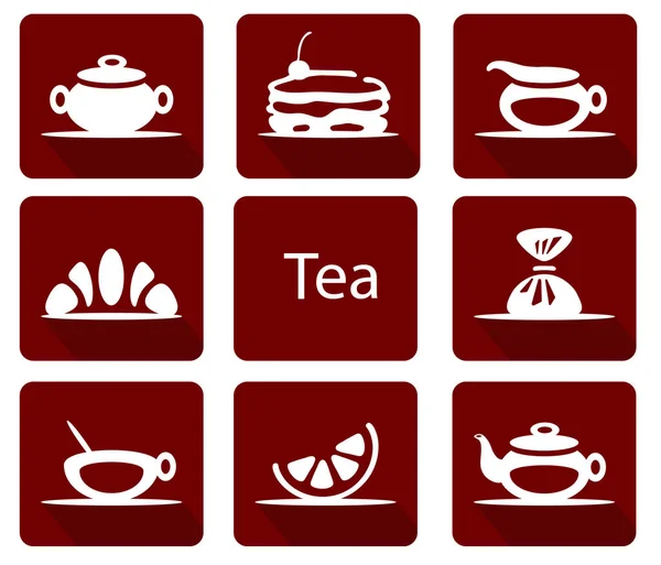 çay simgeler; limon ile çay setset; pasta; şeker