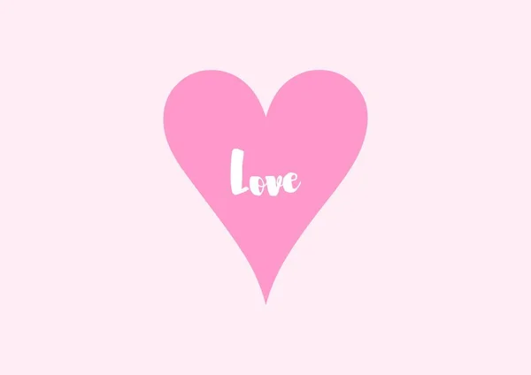 心と本文が大好きピンクのバレンタインのポストカード — ストック写真