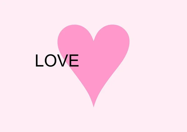 Cartão Postal Dia Dos Namorados Rosa Com Corações Amor Texto — Fotografia de Stock