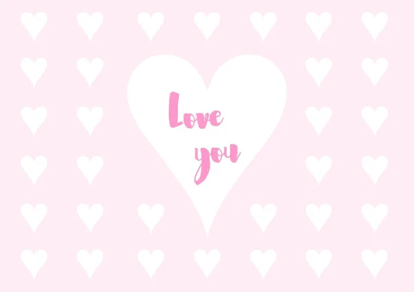 Cartão Postal Dia Dos Namorados Rosa Com Corações Texto — Fotografia de Stock