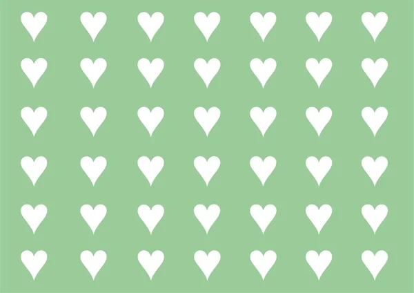 Green Valentine\'s Day postcard with many little  hearts