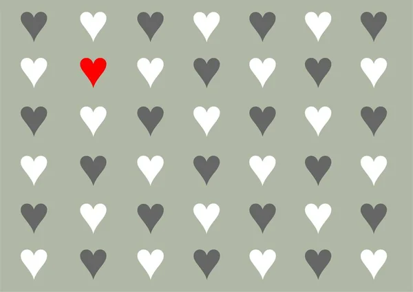 Amor Coração Fundo Cartaz Fevereiro Cinza Branco Vermelho — Fotografia de Stock
