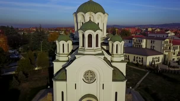 Lazarevac Ortodoxní Kostel Saint Dimitrije Kolubara Srbsko Památník Letecký Pohled — Stock video