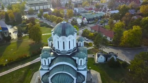 Lazarevac Ortodox Kerk Sint Dimitrije Kolubara Servië Monument Luchtfoto — Stockvideo