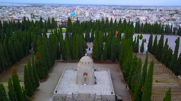 Capilla Serbia Círculo Zeitenlik Thessaloniki Cementerio Militar Primera Guerra Mundial — Vídeo de stock