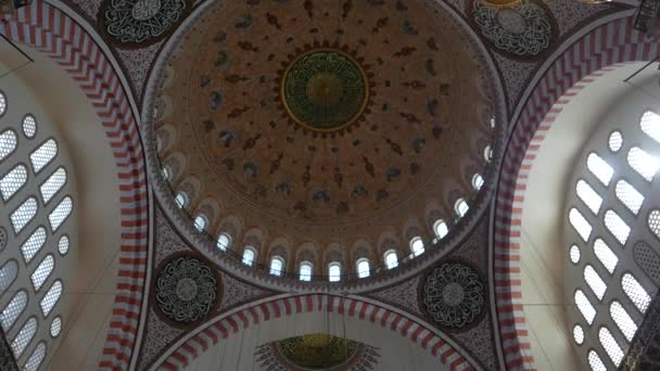イスタンブール トルコのブルーモスク スルタンアフメット モスク のインテリア ブルー モスクの名前が派生したその青いイズニックからタイル内装インテリアの壁 — ストック動画