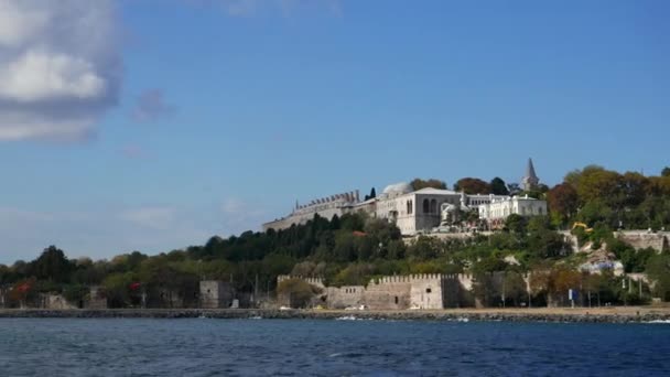 Palácio Topkapi Museu Hagia Sophia Vistos Ferry Boat Para Kadikoy — Vídeo de Stock