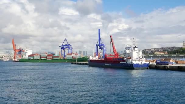 Port Haydarpasa Viewed Moving Ferry Its Way Kadikoy Turkey — Stock Video