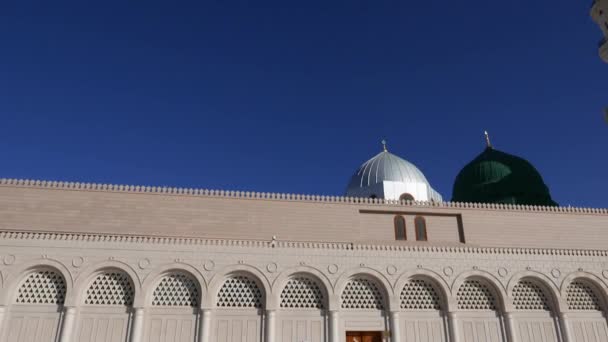 マスジド ナバウィや ライトの都市 メディナの預言者のモスク モスク 預言者のモスク サウジアラビア Arabia Nabawi モスク — ストック動画