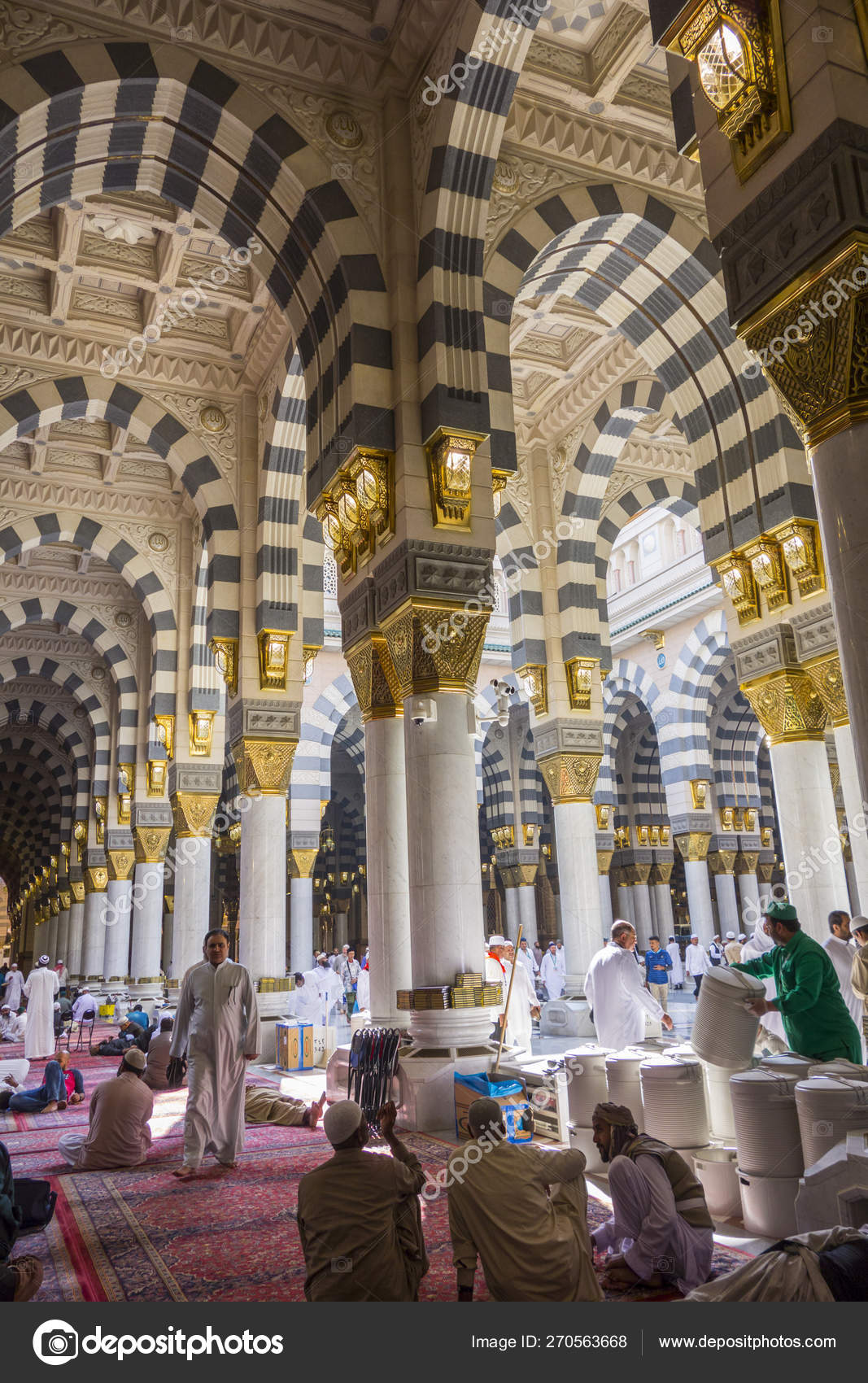 Madina Saudi Arabia December 2014 Interior View Masjid Nabawi.