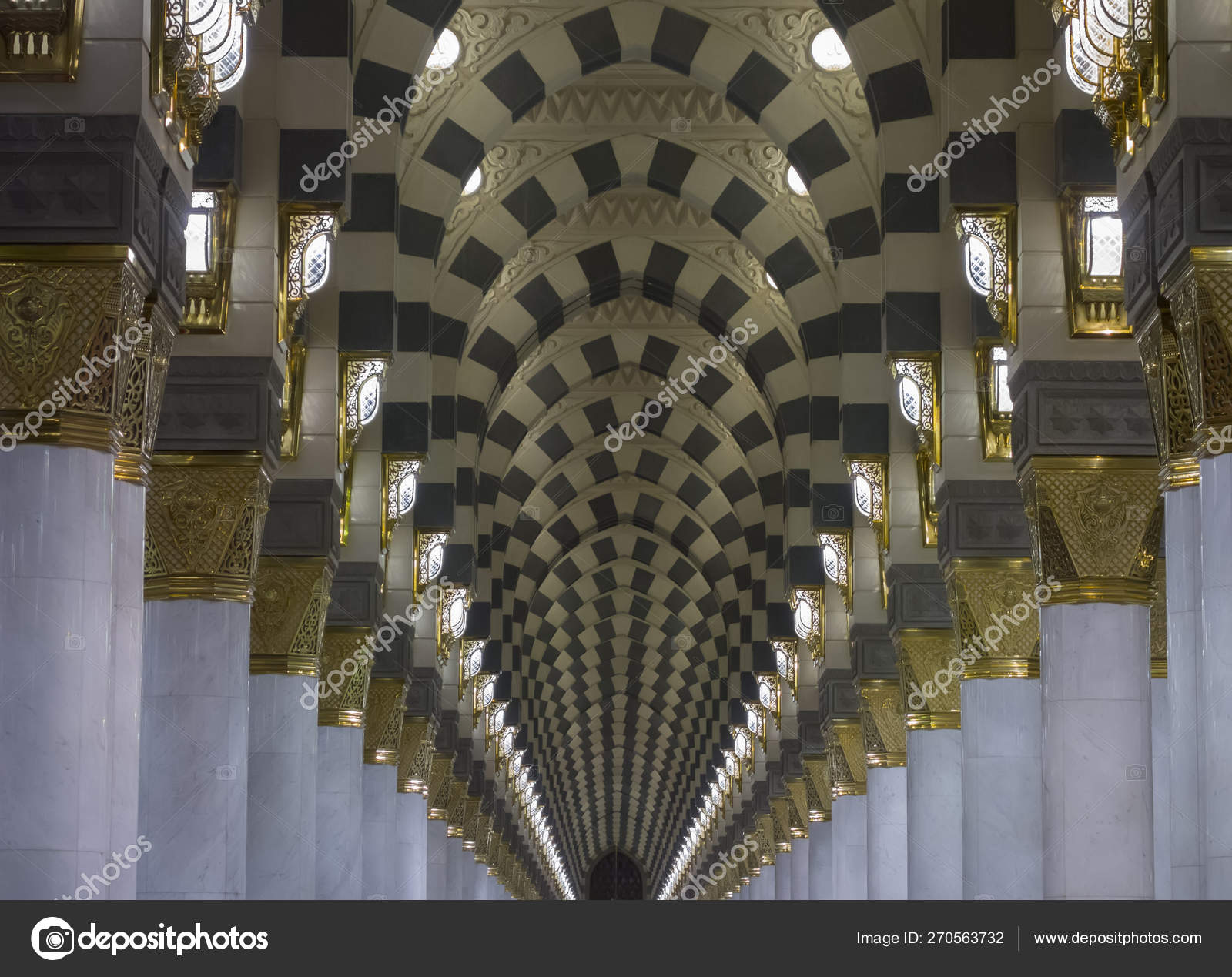 Moorish Arches Int Interior Masjid Mosque Nabawi Madinah