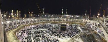 Mekke, Suudi Arabistan-27 Ocak 2018: Müslüman pi panoramik görünümü