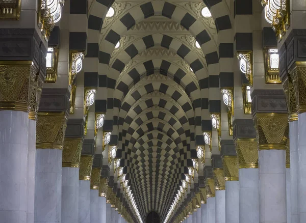 Moorish Arches Int Interior Masjid Mosque Nabawi Madinah Saudi Arabia — Stock Photo, Image