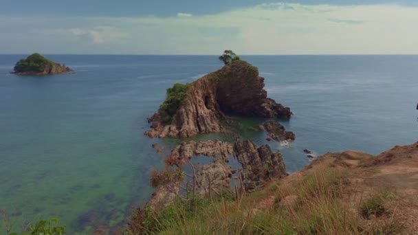 Static Vista Dall Alto Tropicale Una Piccola Isola Isolotto Con — Video Stock