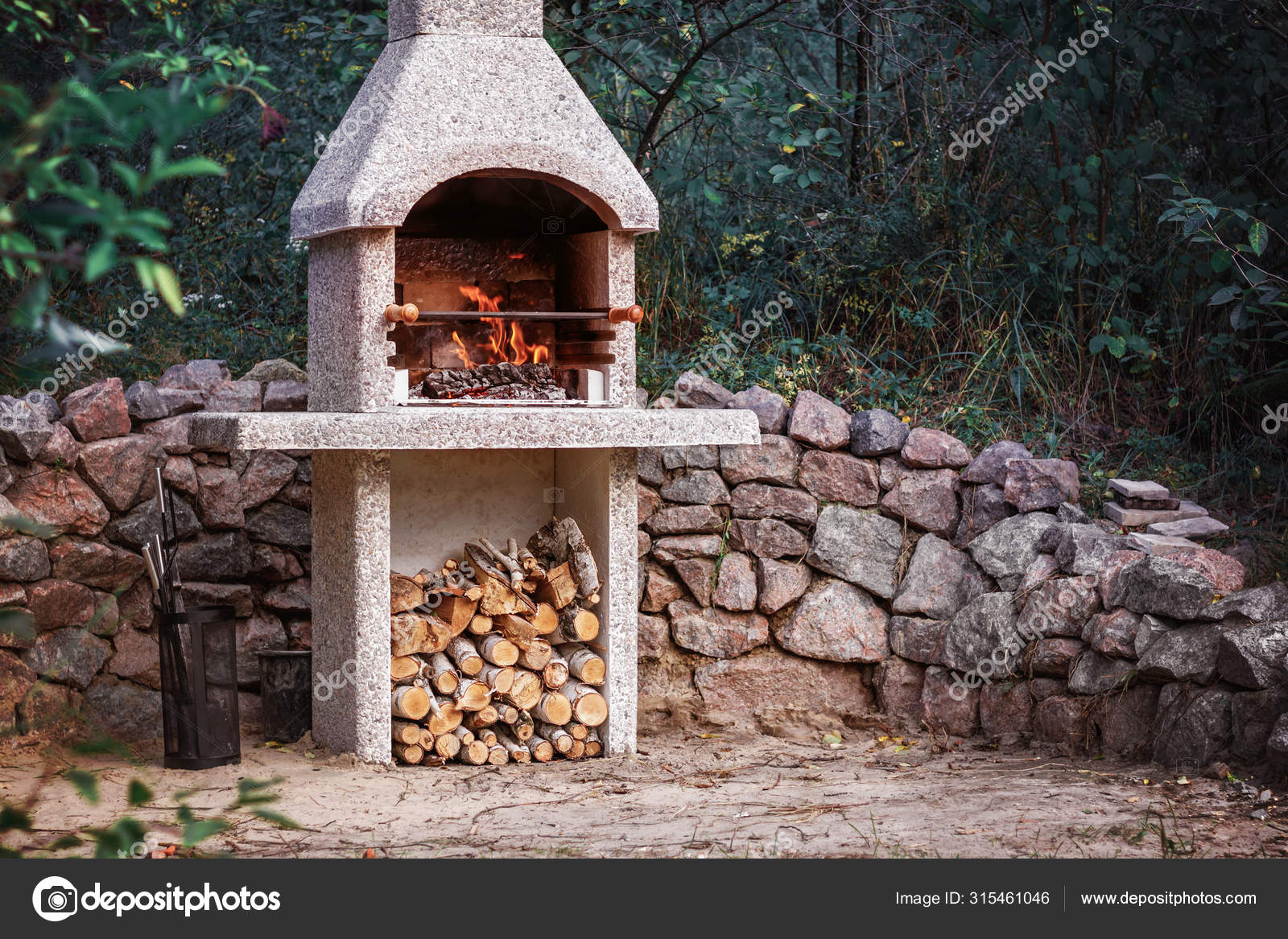 Stone top bbq grill