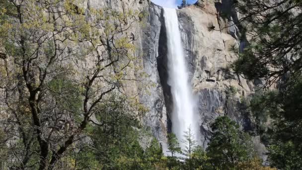 Bridalveilwaterval Yosemite National Park Californië — Stockvideo