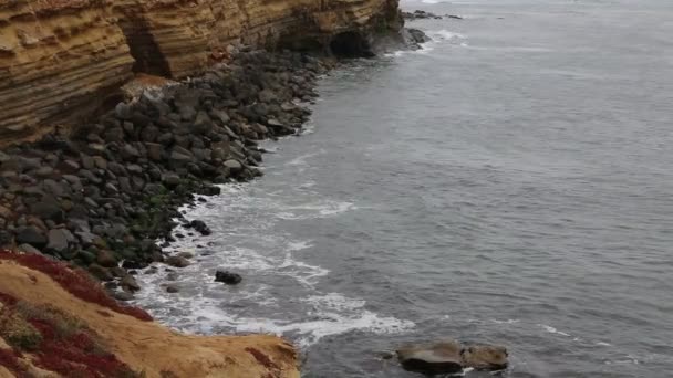 Kayalar Okyanus Günbatımı Kayalıklarla Tabiat Parkı Diego Olabilir California — Stok video