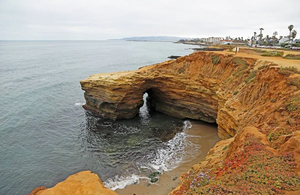 Scogliere Del Tramonto Con Arco Naturale Sunset Cliffs Natural Park — Foto Stock