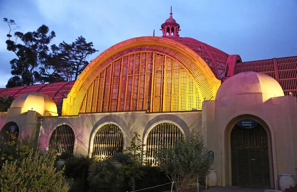 Edificio Botánico Por Noche Balboa Park San Diego California — Foto de Stock