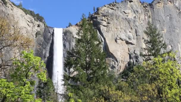 Bridalveil Πτώση Εθνικό Πάρκο Γιοσέμιτι Καλιφόρνια — Αρχείο Βίντεο