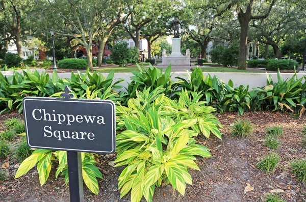 Sign Chippewa Square Savannah Georgia — Stock fotografie