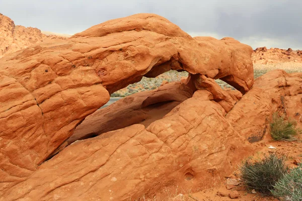 Całuje Węża Arch Dolina Ogień State Park Nevada — Zdjęcie stockowe