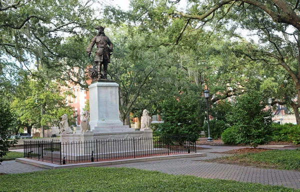 General Ogelthorpe Statue Chippewa Square Savannah Georgia — Stock Photo, Image