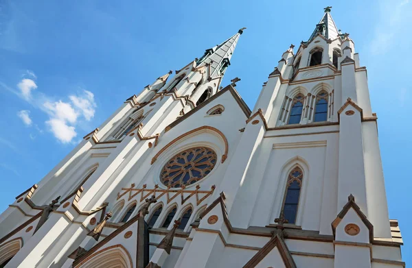 Duas Torres Catedral São João Batista Savannah Geórgia — Fotografia de Stock