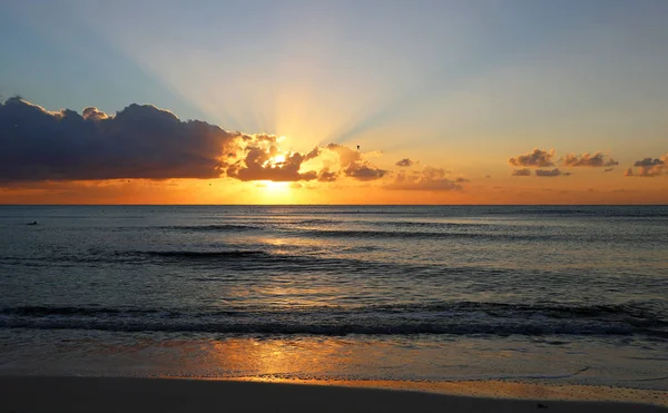 Paisaje Con Amanecer Mar Riviera Maya México — Foto de Stock