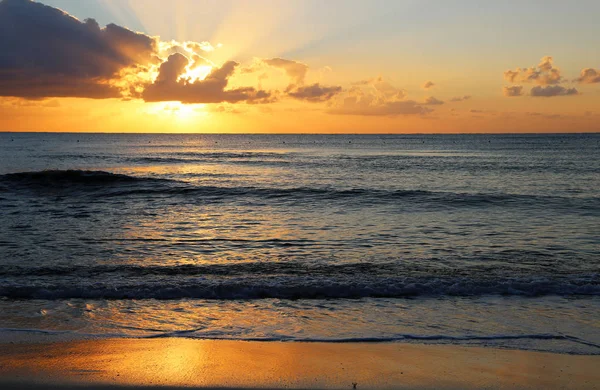 Salida Del Sol Mar Riviera Maya México — Foto de Stock