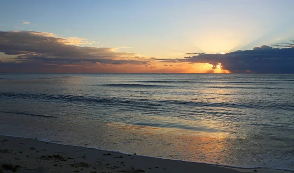 Paisaje Amanecer Playa Del Carmen México — Foto de Stock