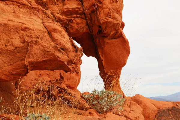 Naturalne Okna Red Rock Dolina Ogień State Park Nevada — Zdjęcie stockowe