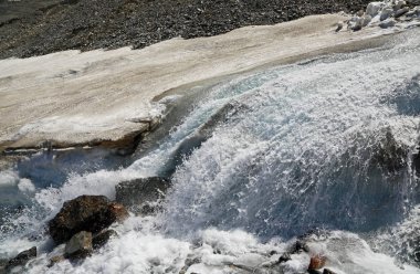 Buzul eriyor-Columbia Icefield, Jasper Ulusal Parkı, Alberta, Kanada