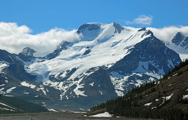 View at Mount Athabasca from Sunwapta Valley - Columbia Icefield, Jasper National Park, Alberta, Canada