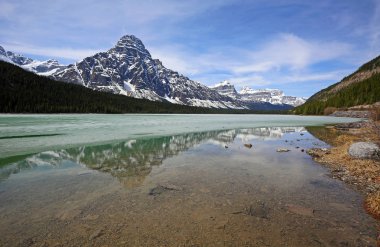 Mount Chephren üzerinde Waterfowl Gölü - Banff Ulusal Parkı, Alberta, Kanada