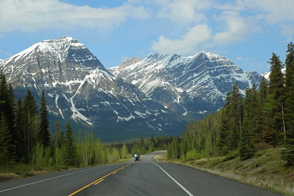 Autobús Que Conduce Icefield Parkway Jasper National Park Alberta Canadá — Foto de Stock