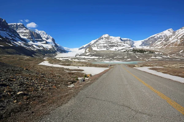 Cesta Přes Národní Park Columbia Icefield Jasper Alberta Kanada — Stock fotografie