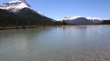 Sunwapta Nehri üzerinde Mt Amery - Jasper Ulusal Parkı, Alberta, Kanada