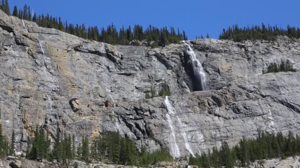 Cachoeiras Weeping Wall Jasper National Park Alberta Canadá — Vídeo de Stock