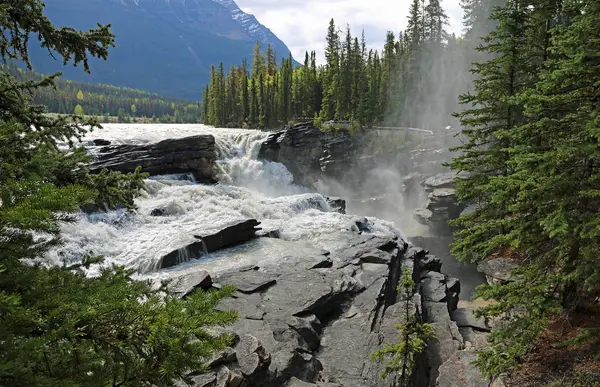 Krajobraz Athabasca Falls Park Narodowy Jasper Alberta Kanada — Zdjęcie stockowe