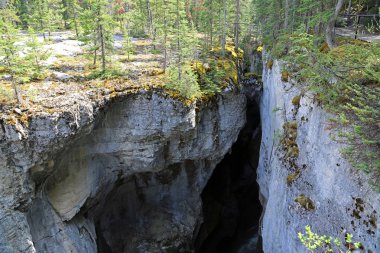 MalignE Canyon sıkışmış kaya - Jasper ulusal parkı, Alberta, Kanada